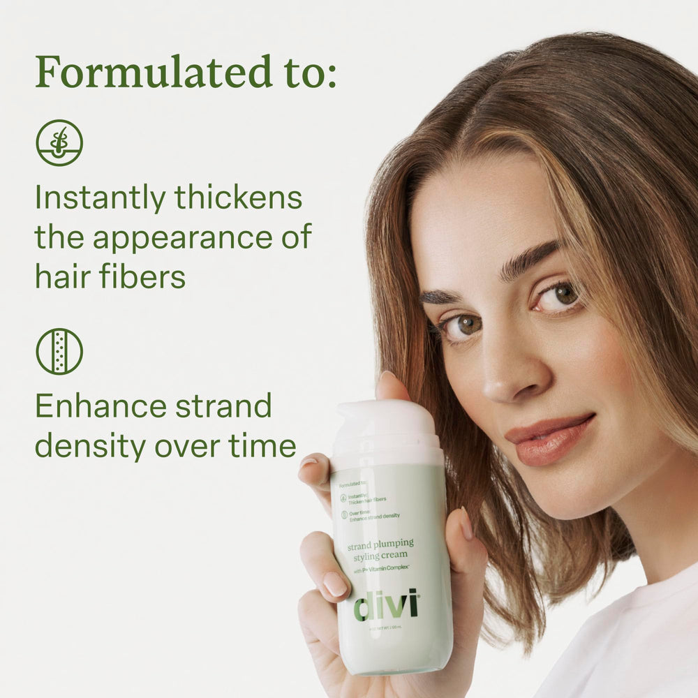 Divi Strand Styling Cream on a desk, ready for daily styling and quick lift.