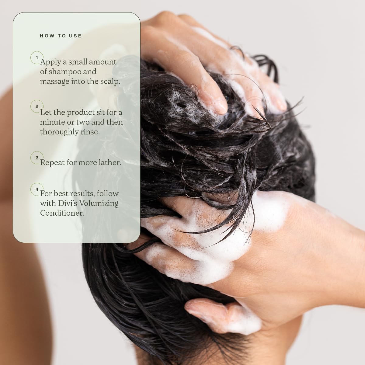 Divi volumizing shampoo microalgae formula close-up for healthy hair environment