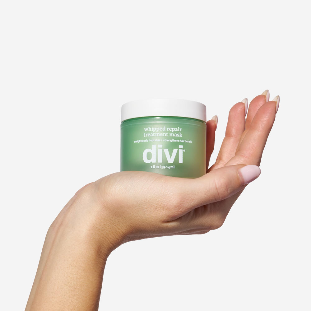 Divi Whipped Repair Mask on hair delivering frizz control and shine.