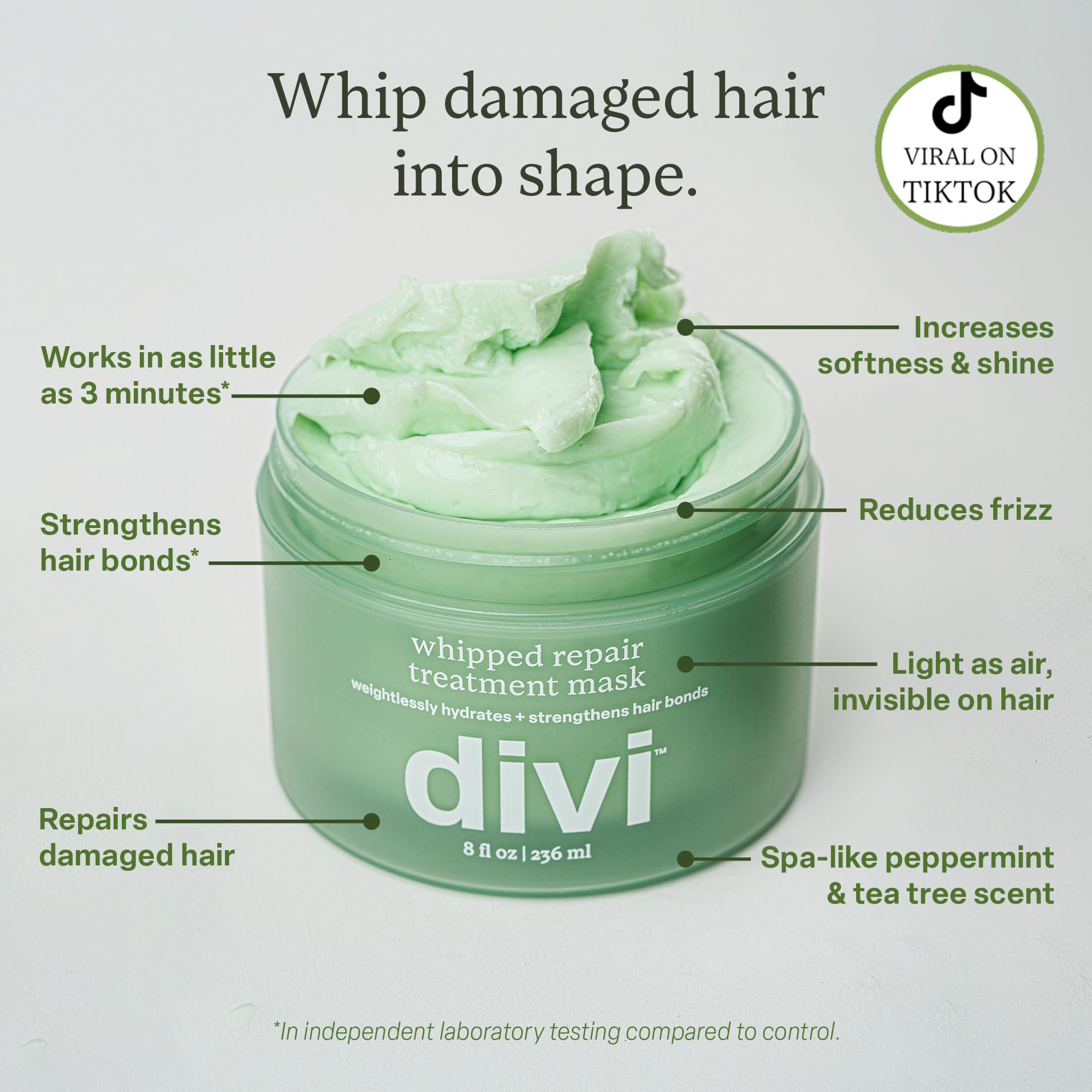 Divi Whipped Repair Mask jar open reveals creamy texture for fast treatment