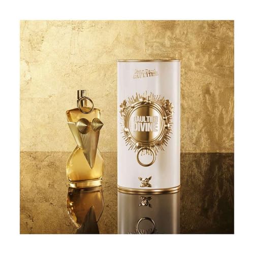 Divine by Jean Paul Gaultier bottle close-up label, luxe amber floral profile for confident presence.