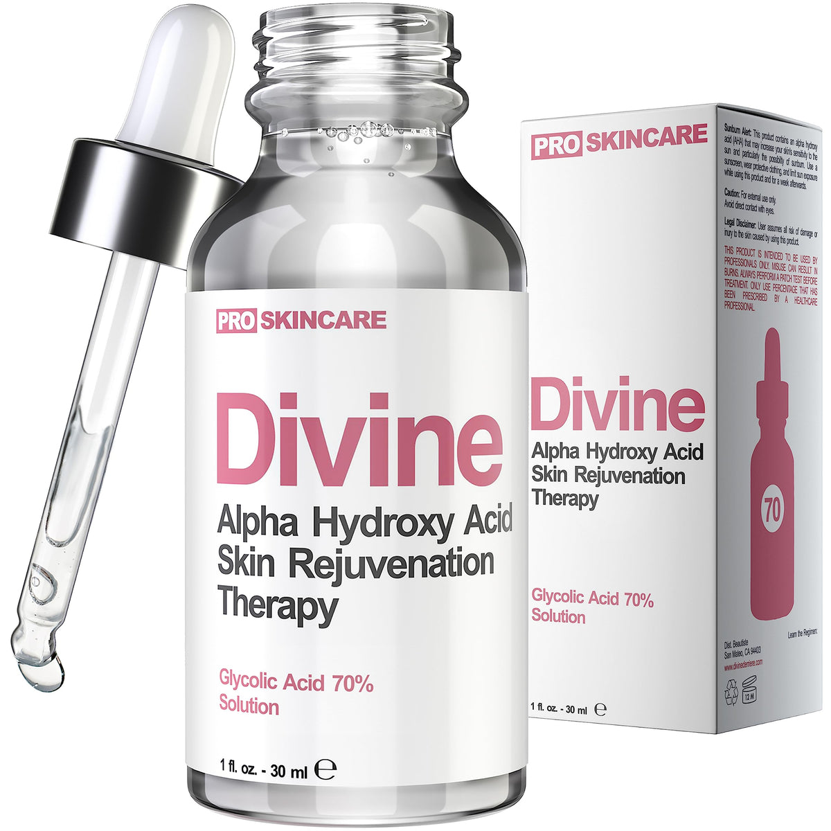 Divine Derriere glycolic peel bottle for at-home exfoliation and smoother skin.