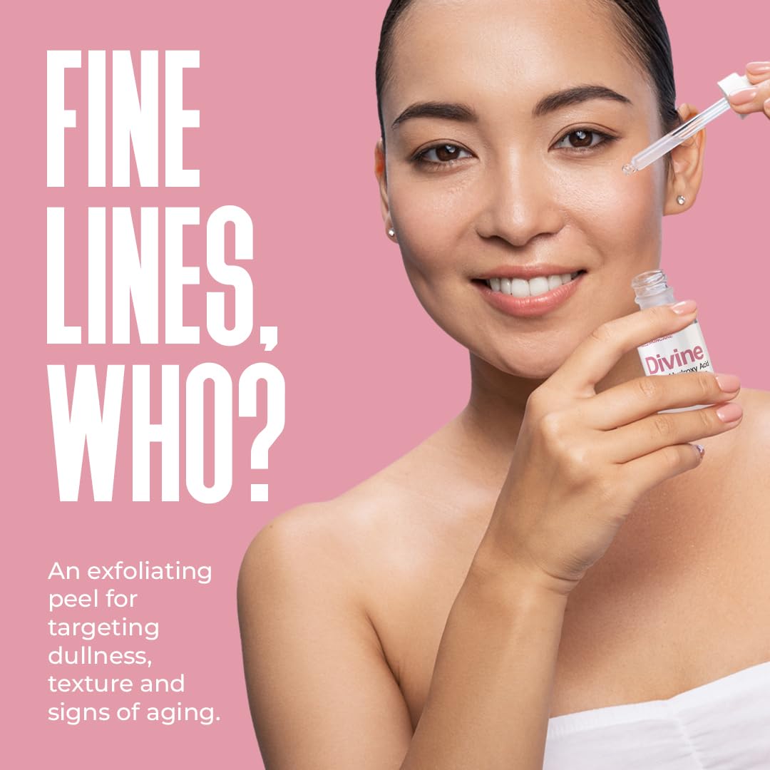 Divine Derriere glycolic peel label closeup signals premium formula for radiant skin.
