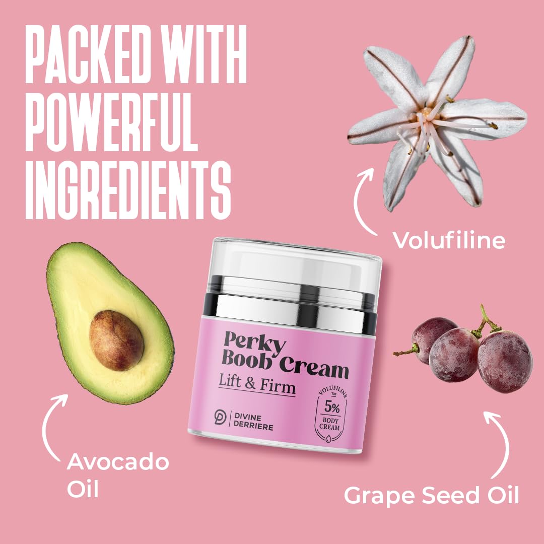 Divine Derriere Perky Body Cream in use during daily routine for a perkier feel.