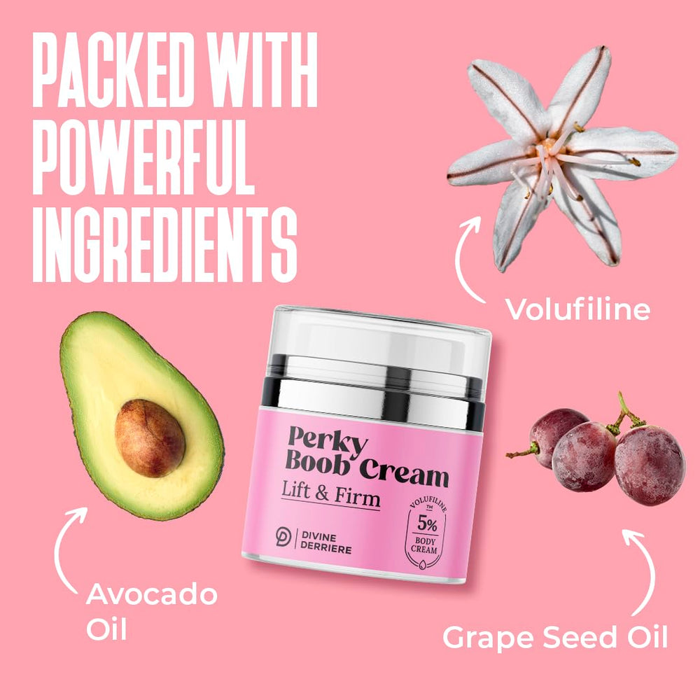 Divine Derriere Perky Body Cream in use during daily routine for a perkier feel.