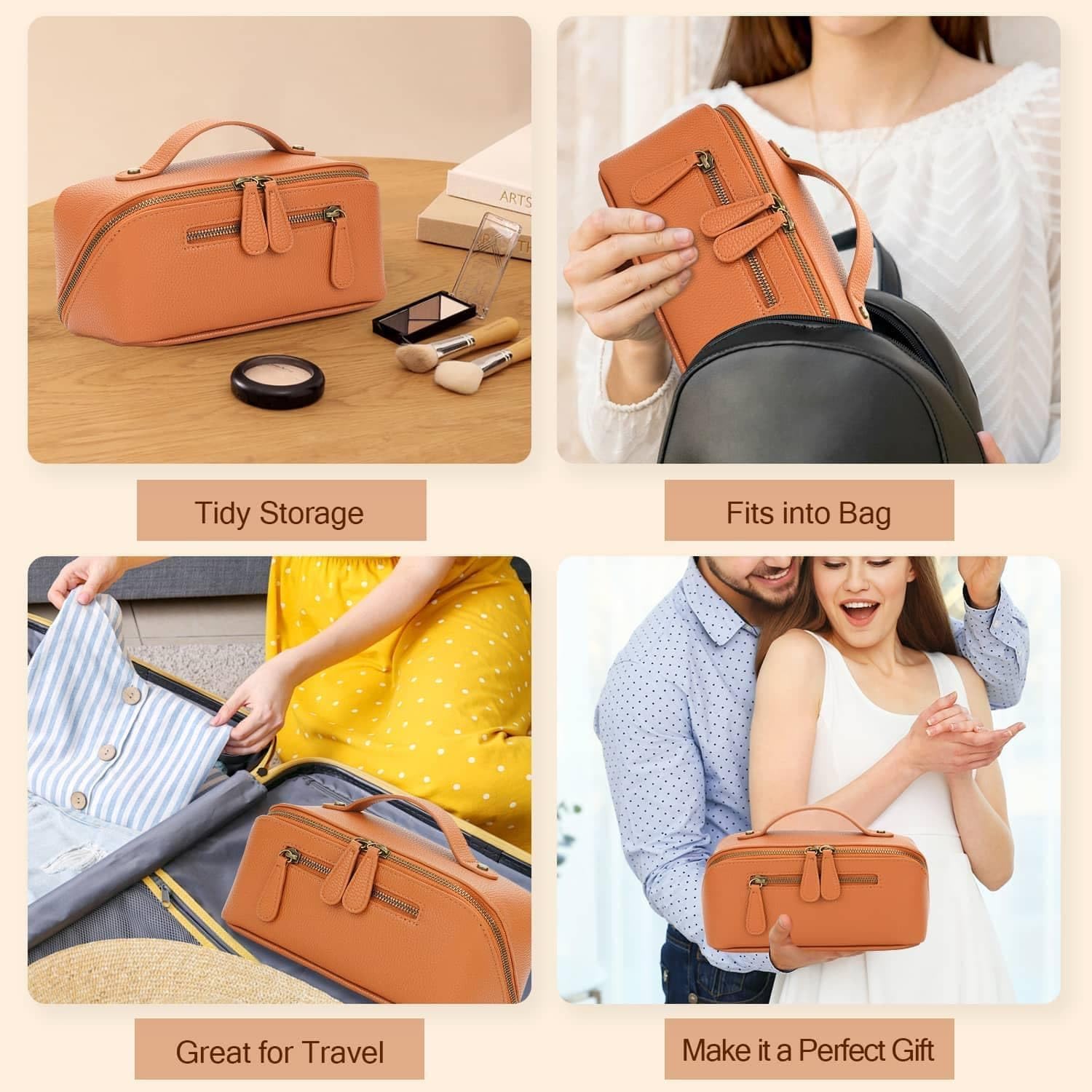 Divvia brown textured exterior adds sophisticated travel style.