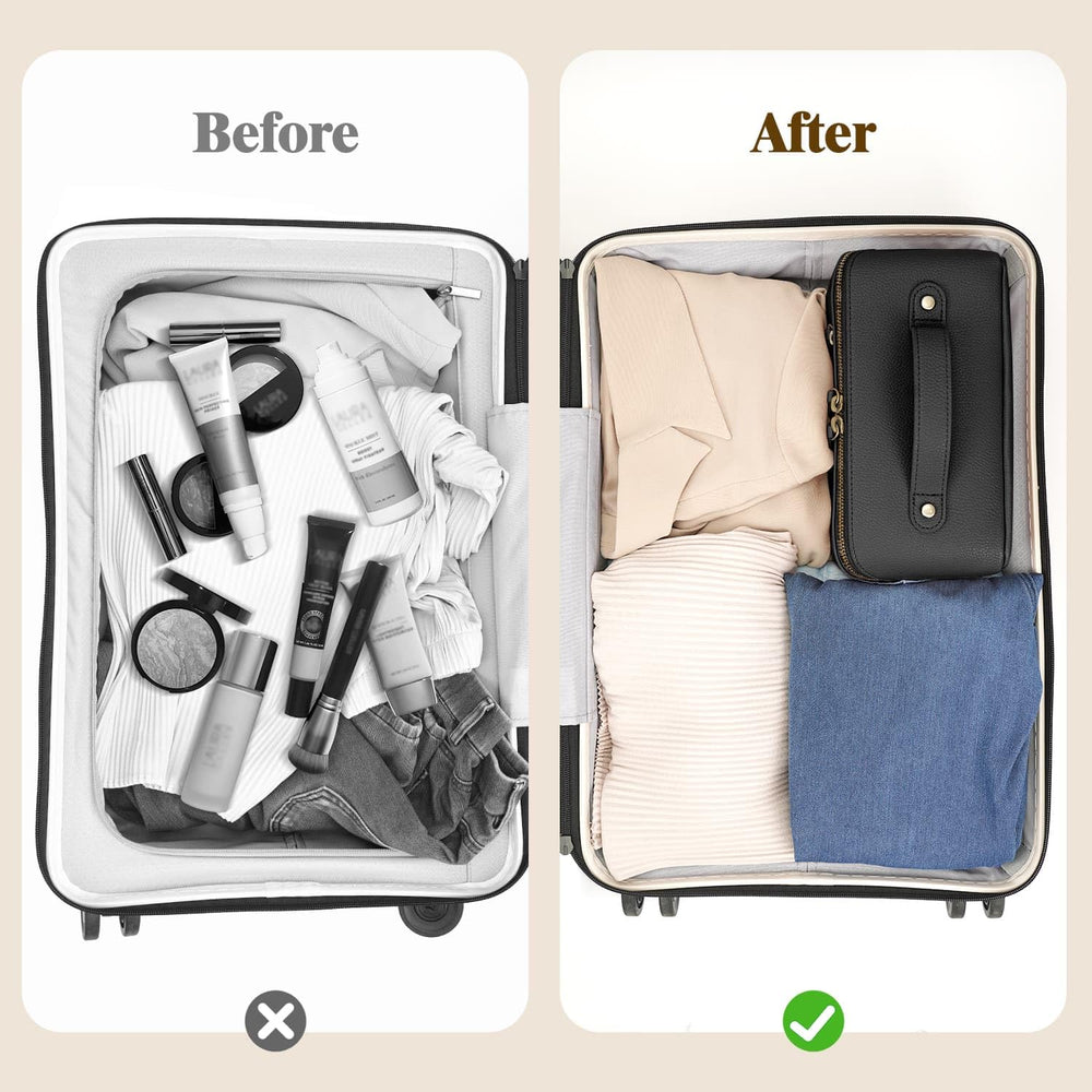Divvia travel makeup bag-full-contents demonstrates real-world packing for trips
