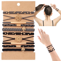DIYDEC 10-piece hair ties bracelet set in five styles for versatile, no-damage wear