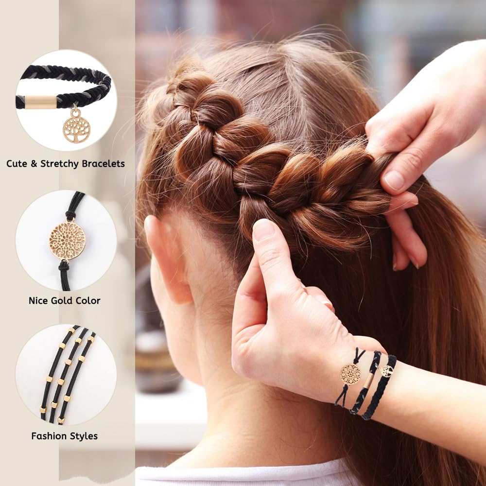 DIYDEC thick-curly hair friendly hair ties bracelet for secure styling
