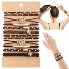 DIYDEC hair ties bracelet set shows 10 pieces in 5 styles for versatile daily wear.
