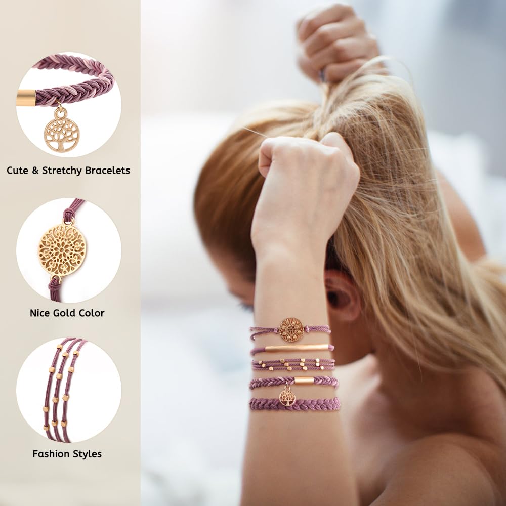 DIYDEC hair ties bracelet worn as bracelet and hairband for daily convenience