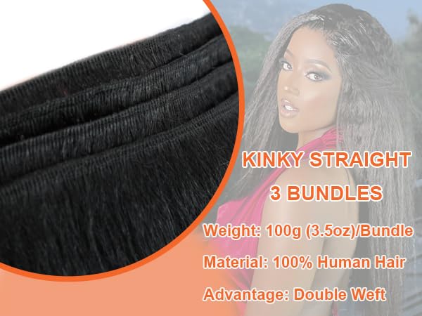 DJFG Kinky Straight Bundles full density shot highlights bounce and elasticity.
