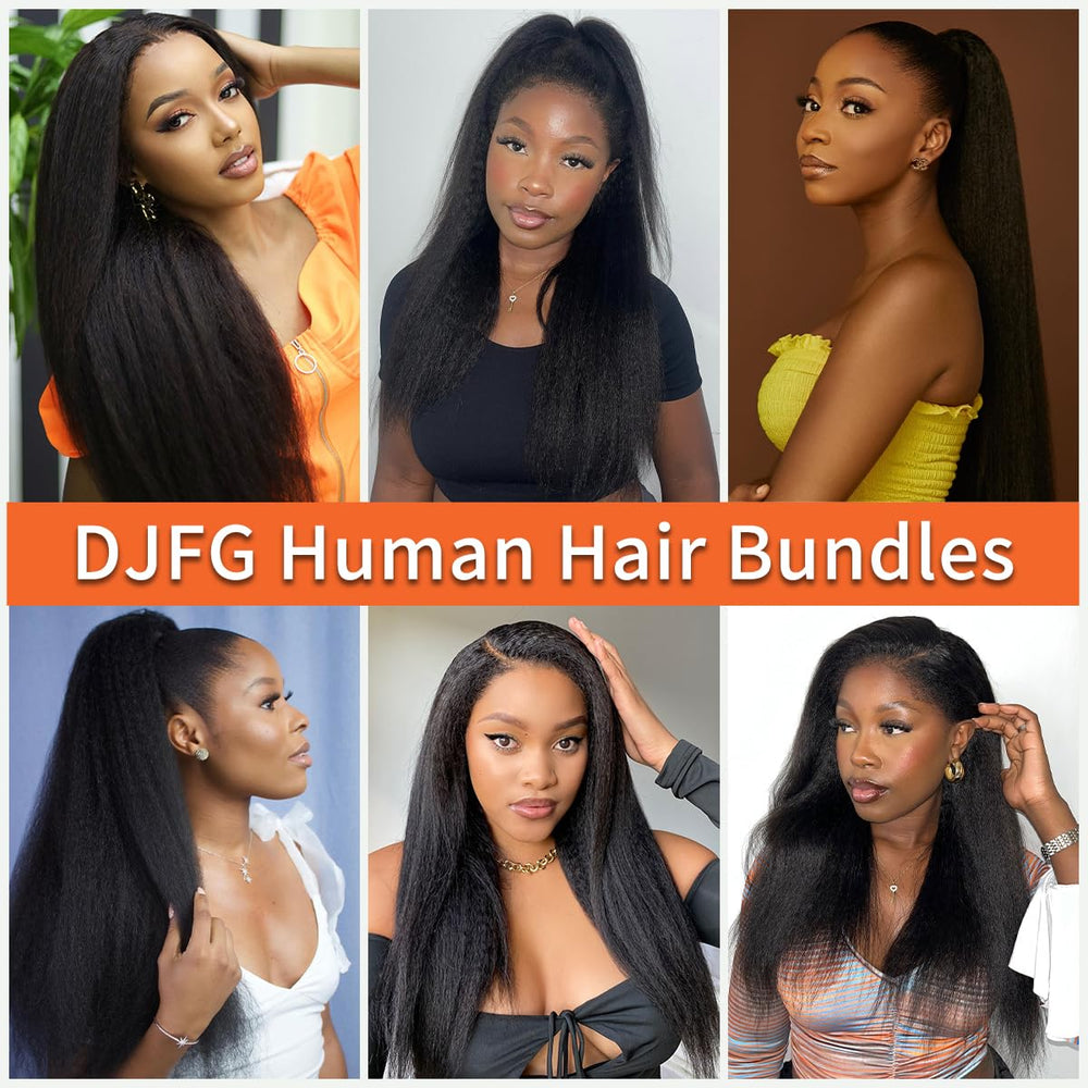 DJFG Kinky Straight Bundles virgin Brazilian hair feels soft and versatile for styling.