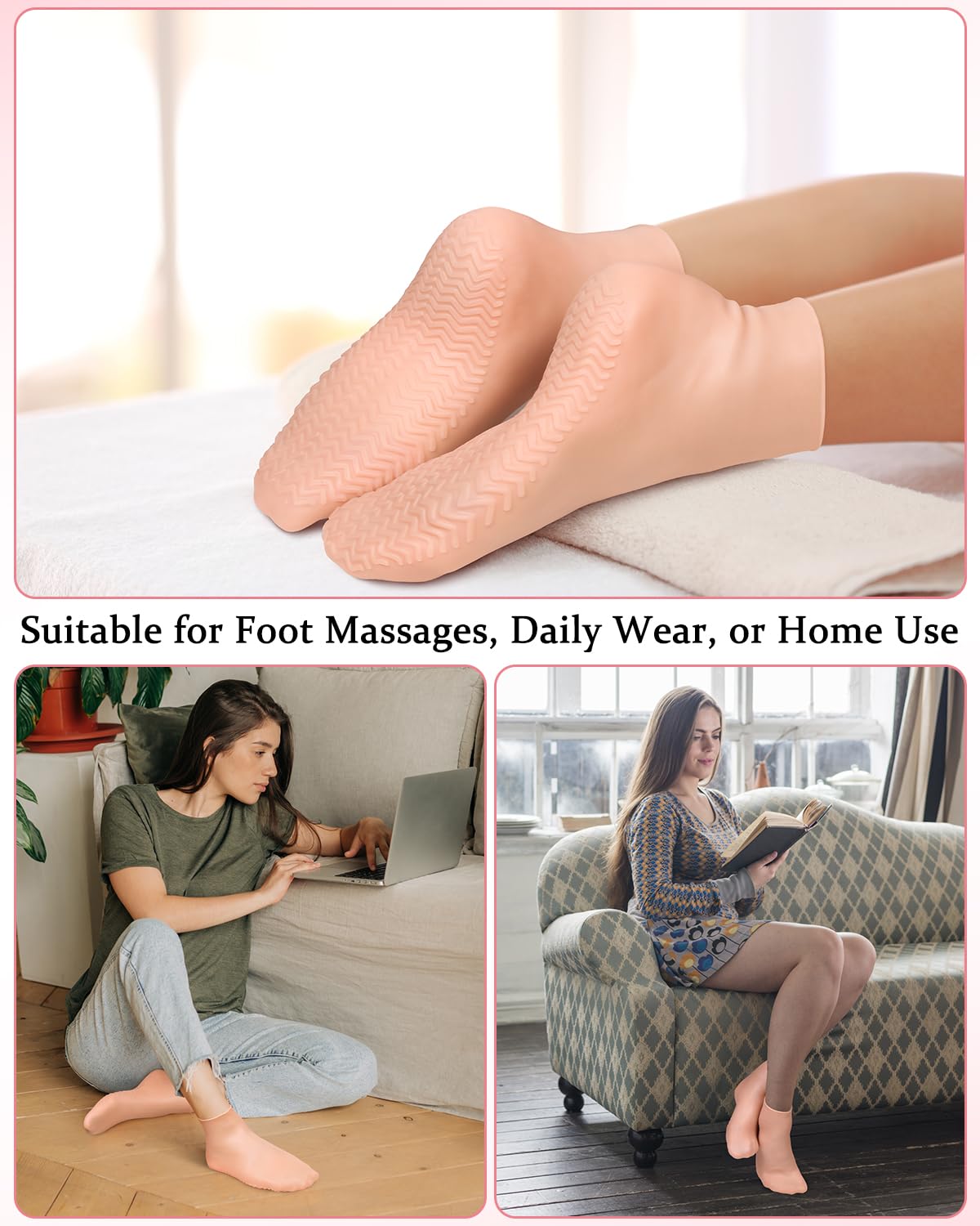 DLMDLM silicone socks set in a cozy home pedicure setup