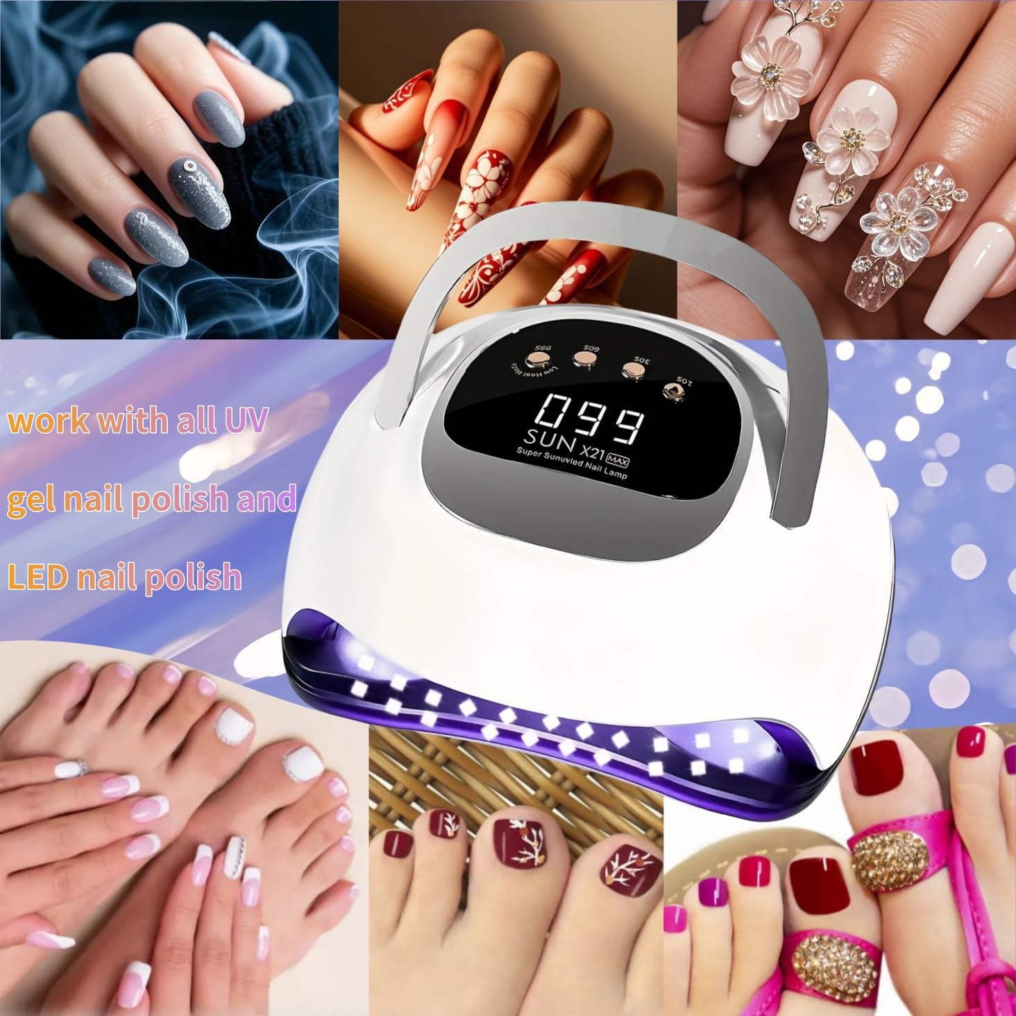 DMJWAN UV LED Nail Lamp portable handle makes transport easy
