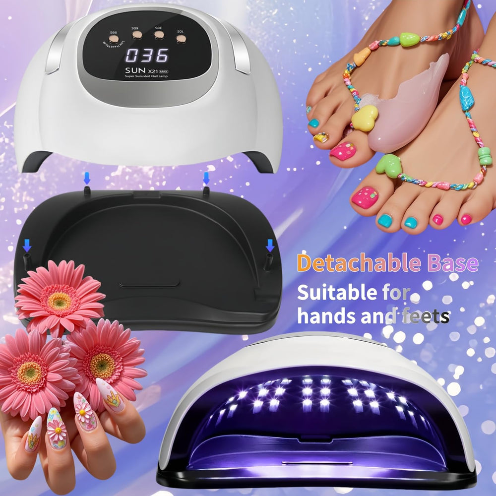 DMJWAN UV LED Nail Lamp with spacious cure area for multiple nails