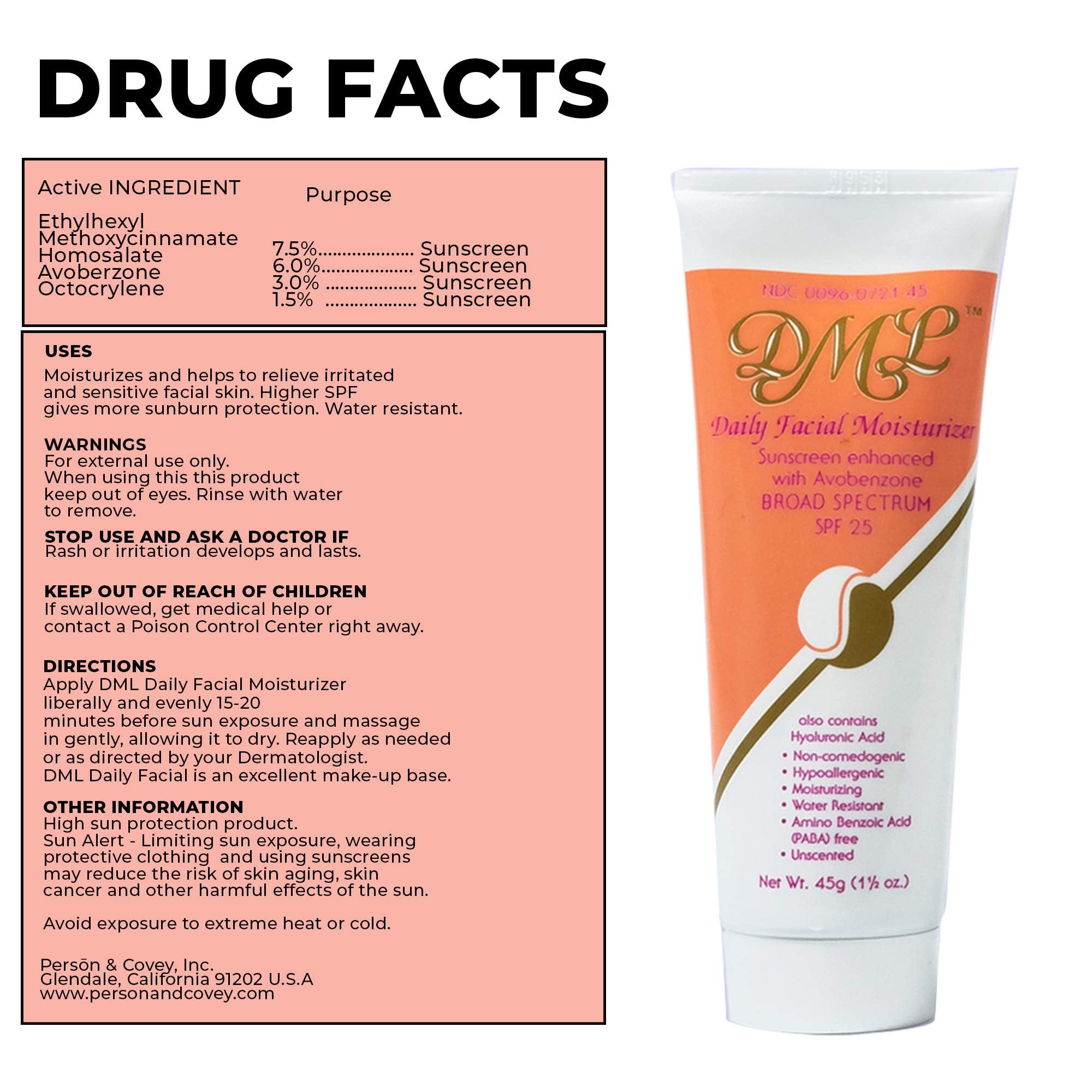 Travel-friendly 1.5 oz size of DML Daily Facial Moisturizer SPF 25.