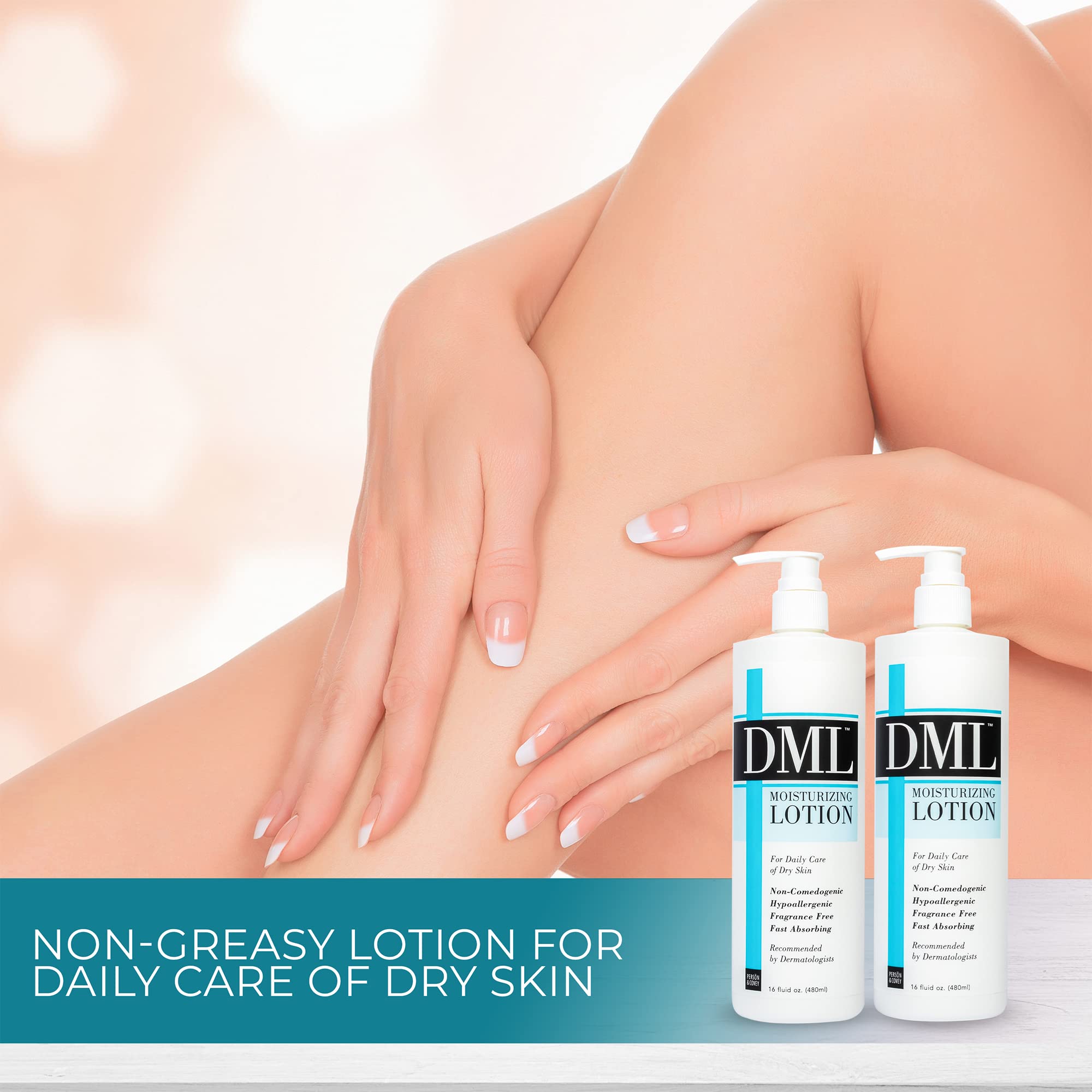 DML Moisturizing Lotion massaged into dry elbows to soothe cracked skin areas.
