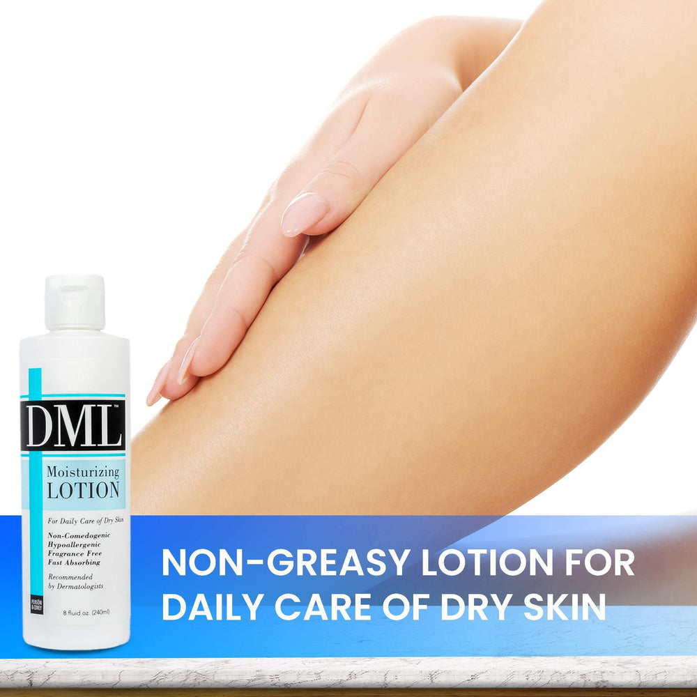 DML hypoallergenic label on 8oz bottle supporting sensitive-skin use.