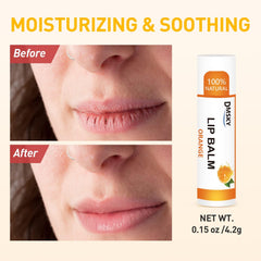 DMSKY lip balm tube showcasing natural ingredients and skin-friendly formulation