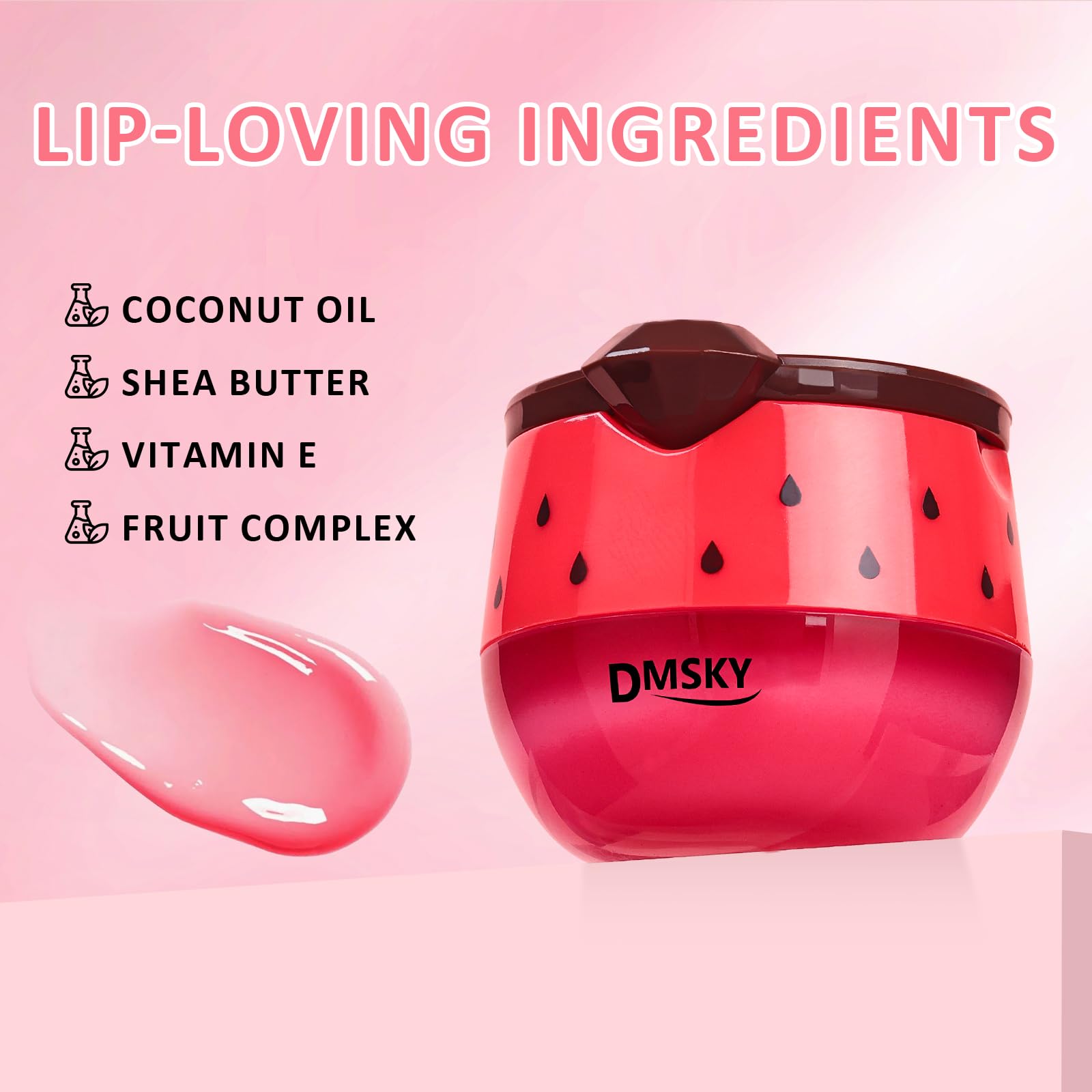 Dmsky Lip Mask six flavors display with varied color pots for customization.