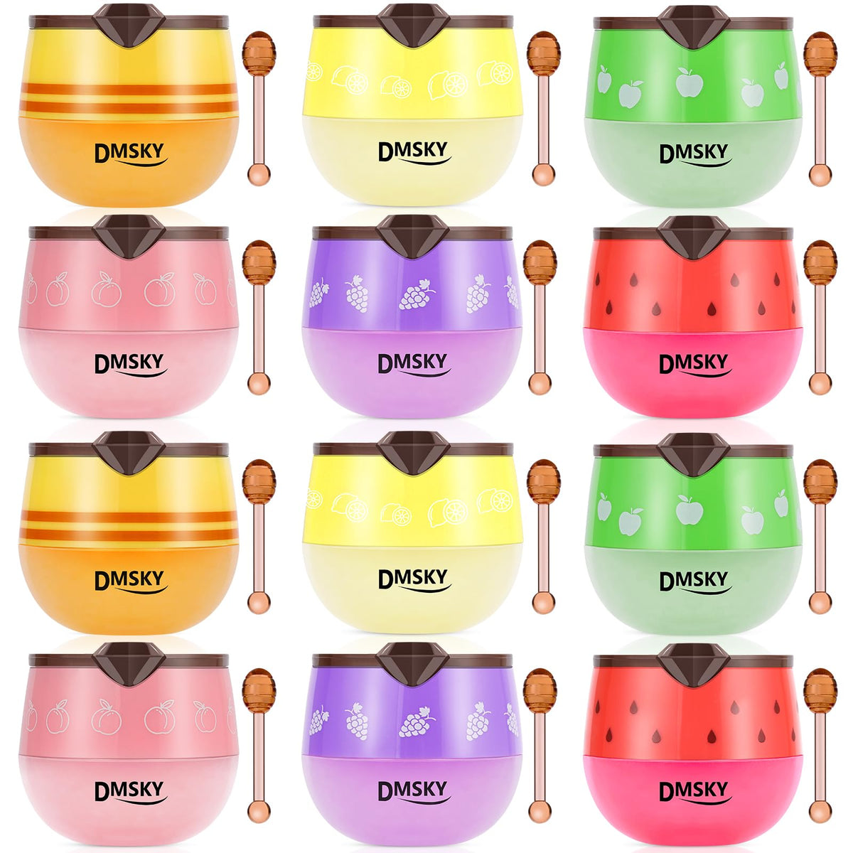 DMSKY patented bee lip balm honey pot jar shows premium overnight lip care packaging.