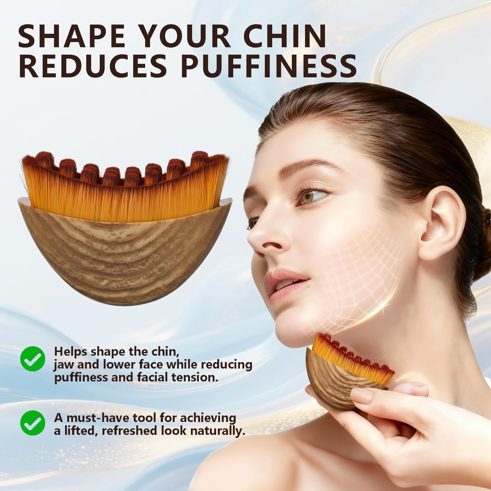 DMwespe lymphatic contour brush jawline focus supports definition during routine skincare.