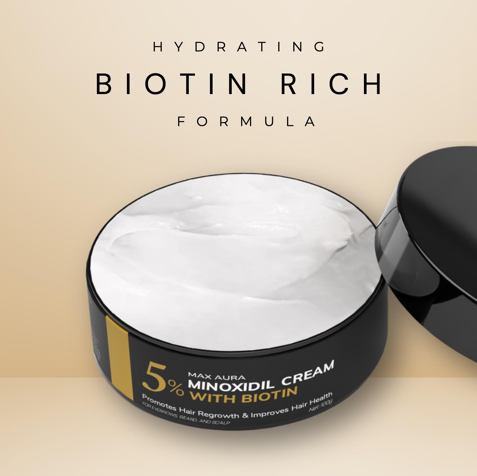 DNKTNK MAX AURA biotin-cream close-up highlighting scalp health support