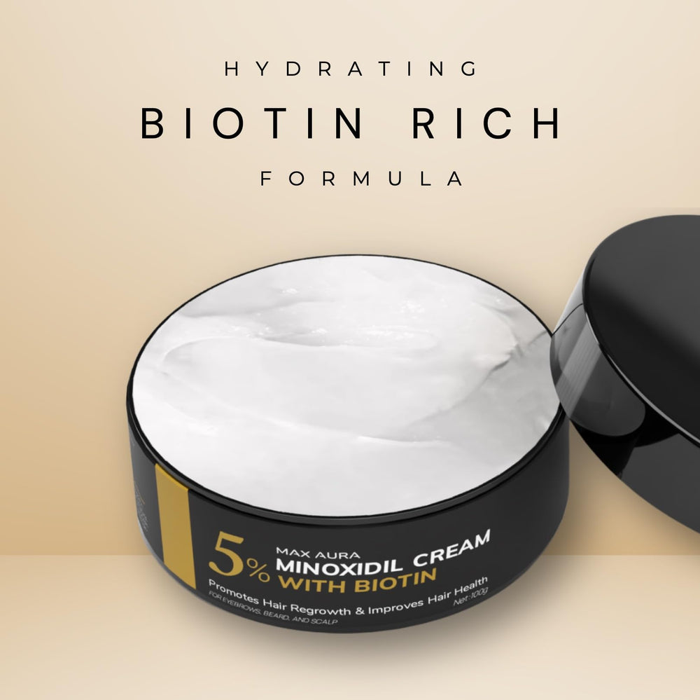 DNKTNK MAX AURA biotin-cream close-up highlighting scalp health support