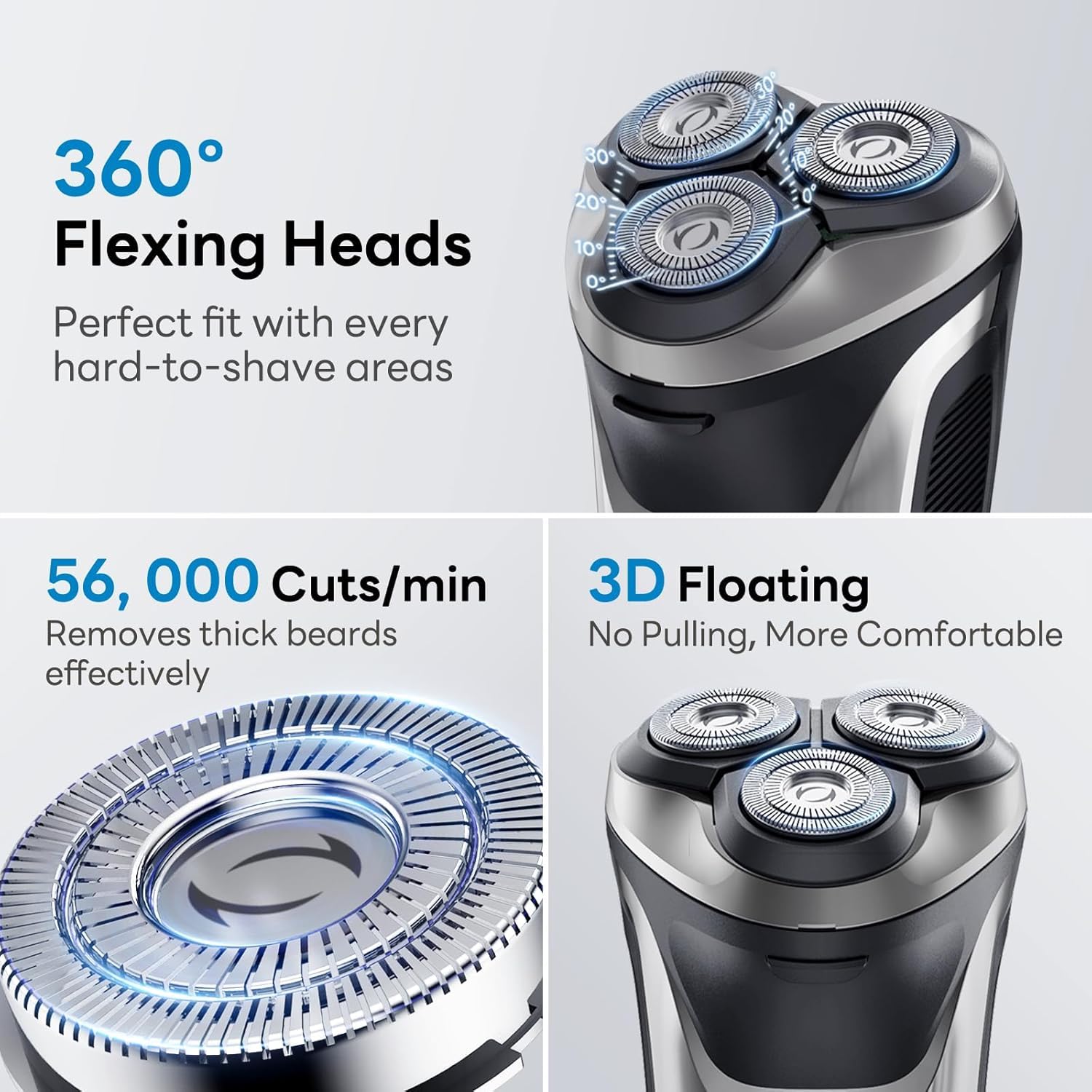 DOAO waterproof shaver suitable for wet and dry use, even in the shower