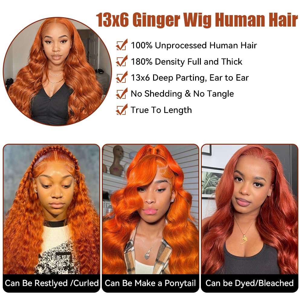 Dochuman orange wig ideal for daily wear, parties, and events