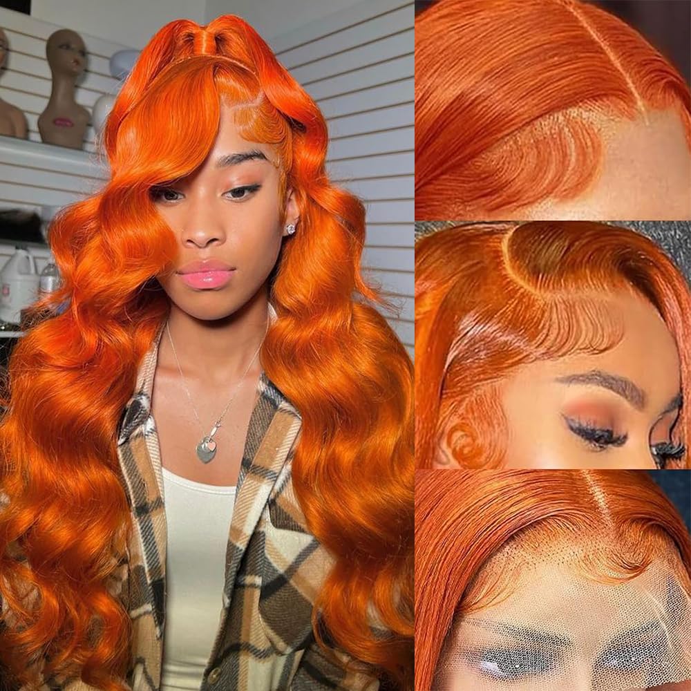 Dochuman ginger lace frontal close-up showing pre-plucked hairline for easy styling