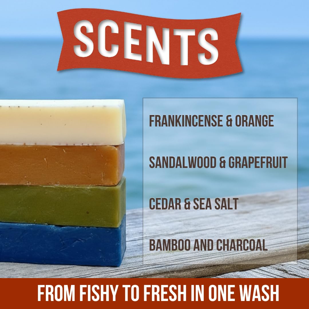 DockTime heavy-grit soap bars clean fish slime and grime after long days on the water.