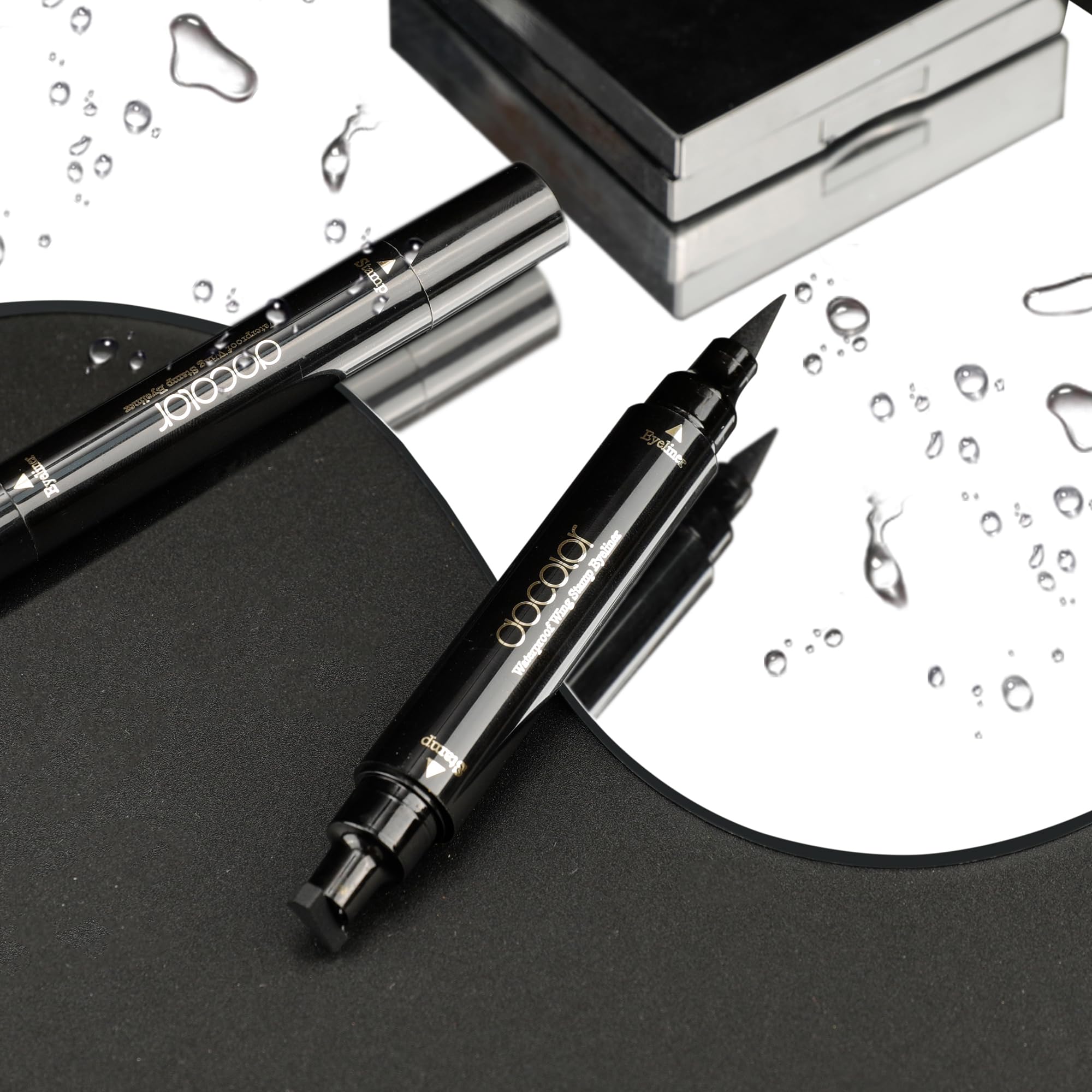 docolor Eyeliner Packaging close-up reveals dual-ended design components.