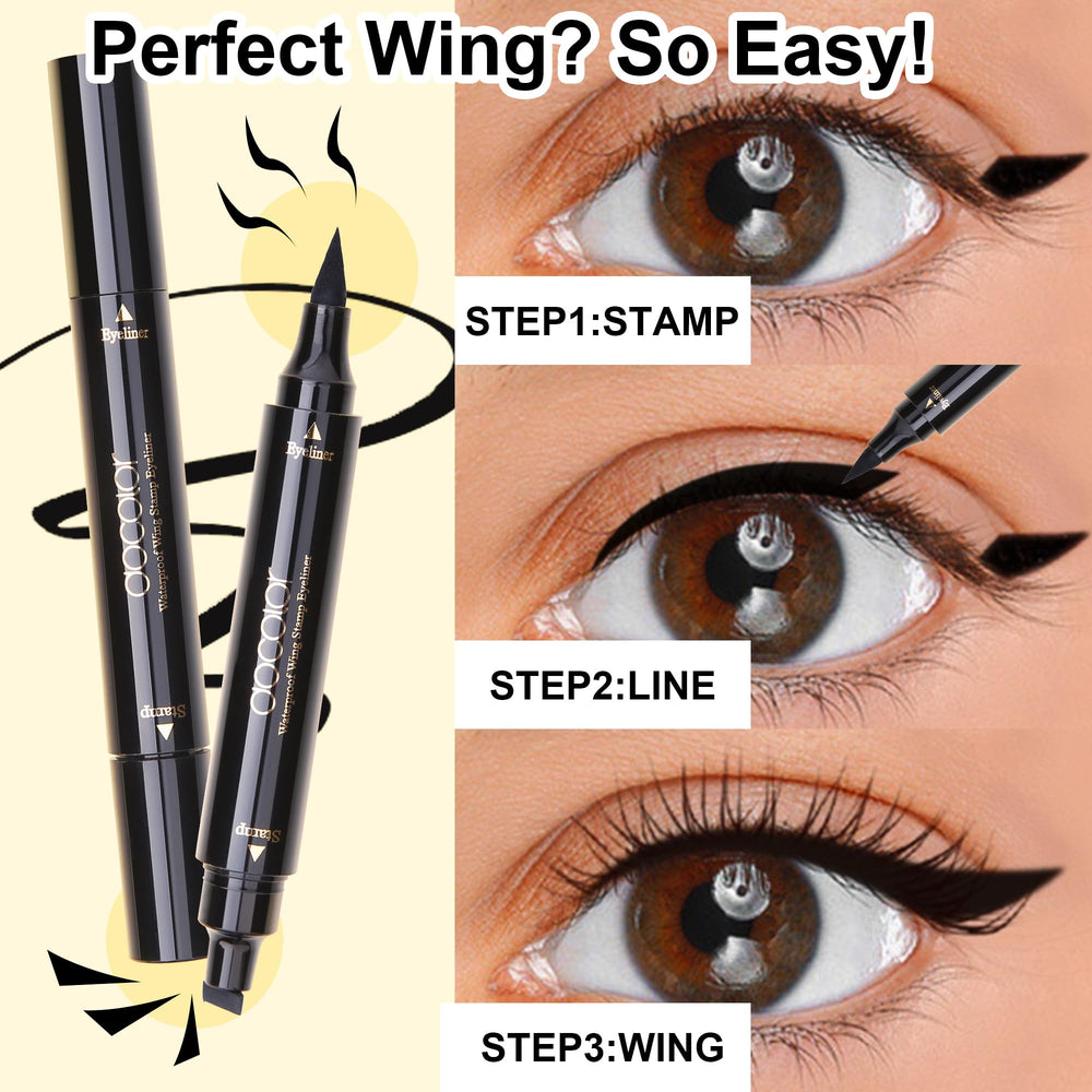 docolor Eyeliner Wings stamp close-up shows precise wing creation for flawless first try.