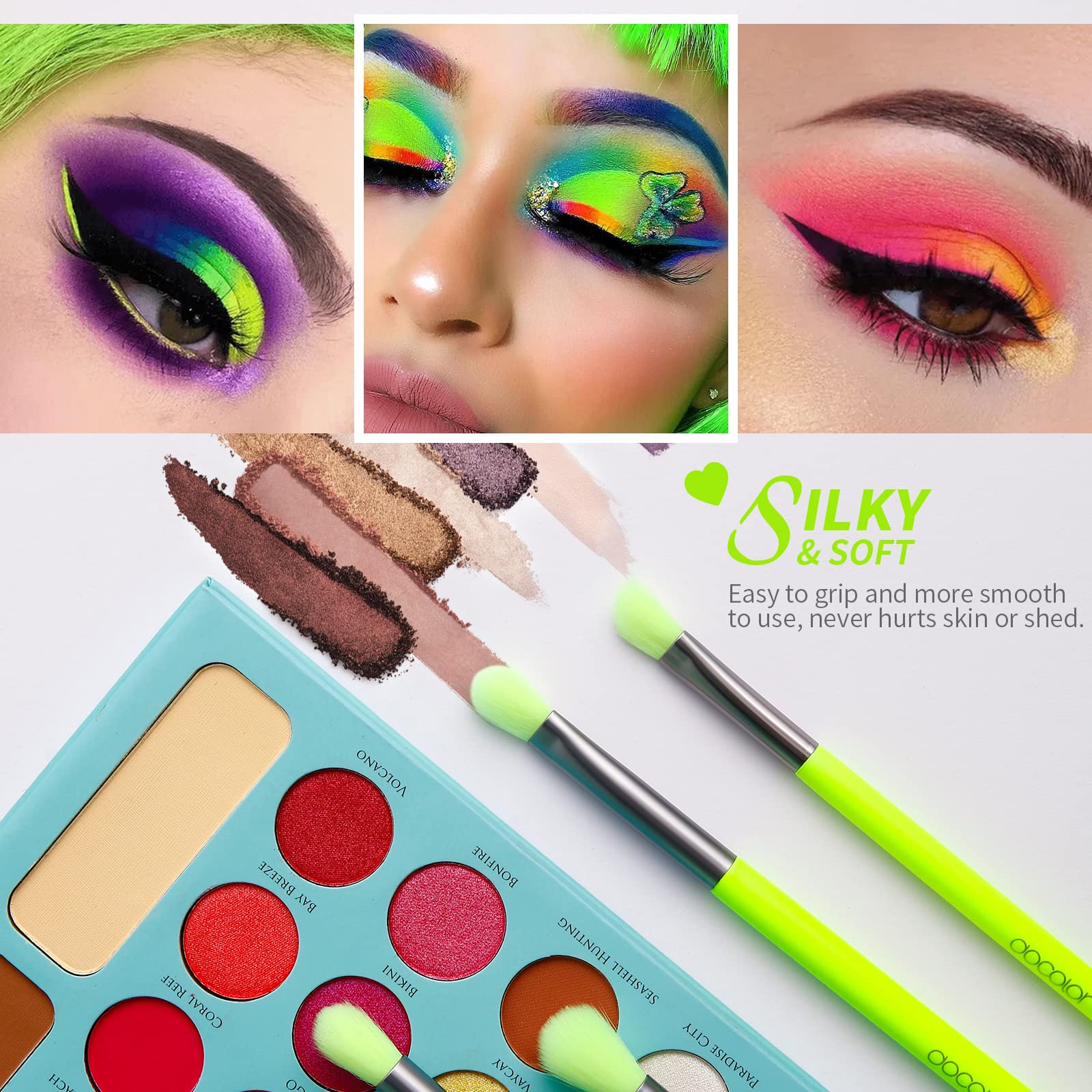 Docolor Eyeshadow Brush Set 15pcs crease brush for defining depth and soft lines.