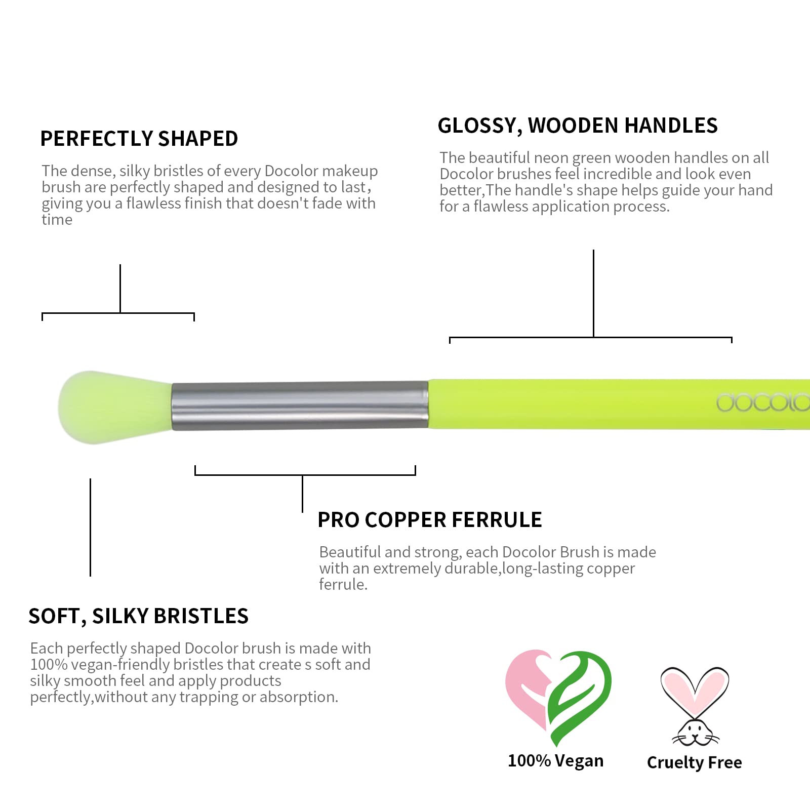 Docolor Eyeshadow Brush Set 15pcs eyebrow dual-end brush for natural shaping.