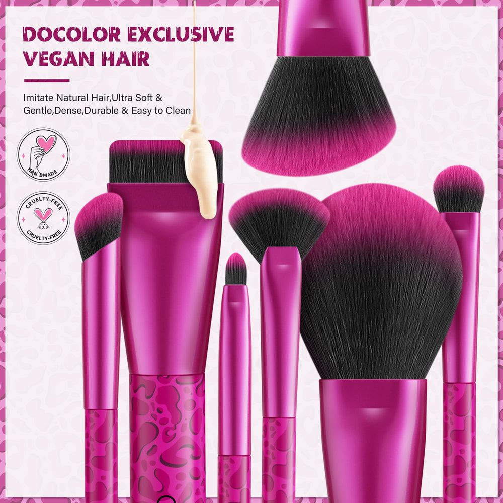 docolor face brushes pink leopard designed for smooth foundation and contour