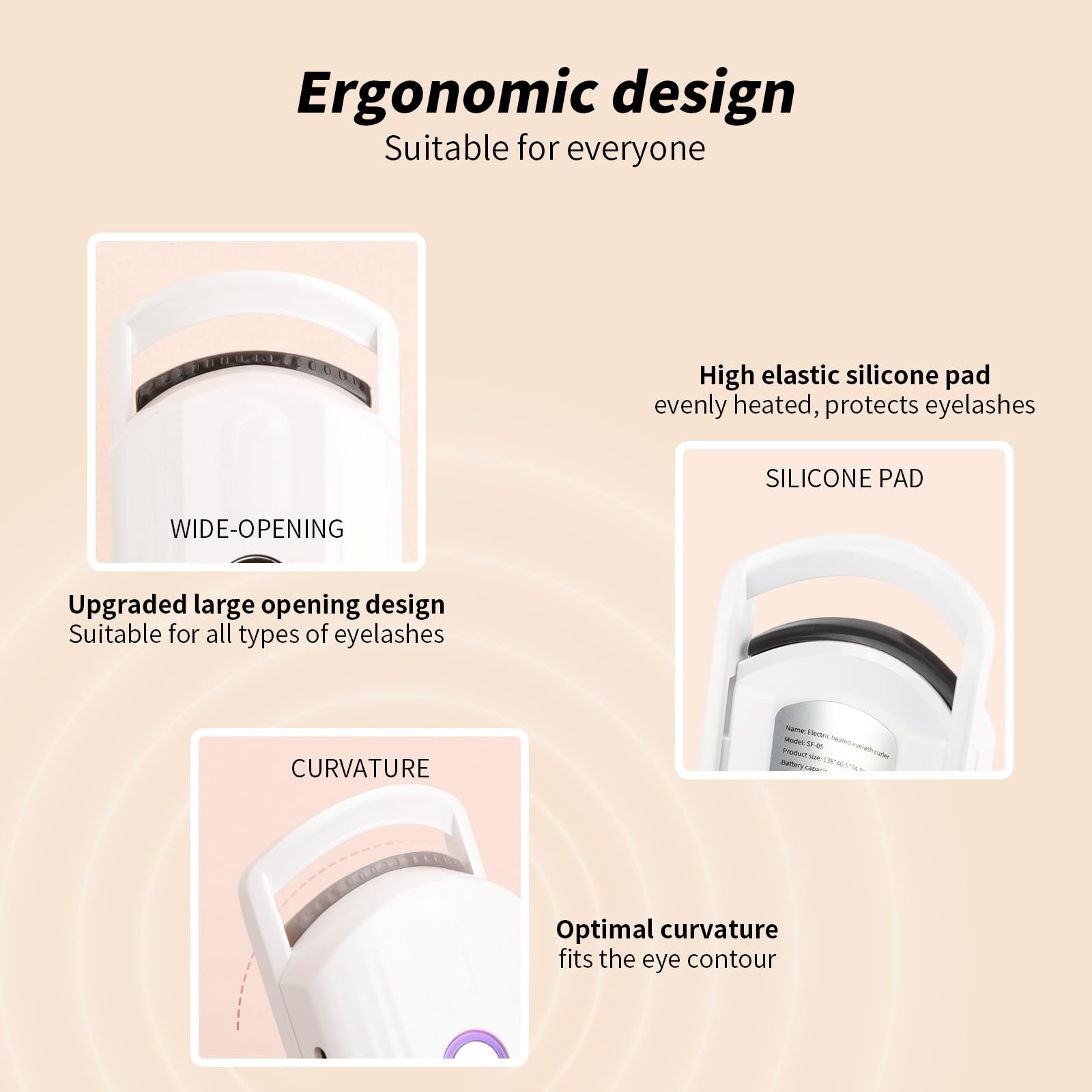 docolor heated eyelash curler with skin-friendly silicone tip for gentle use