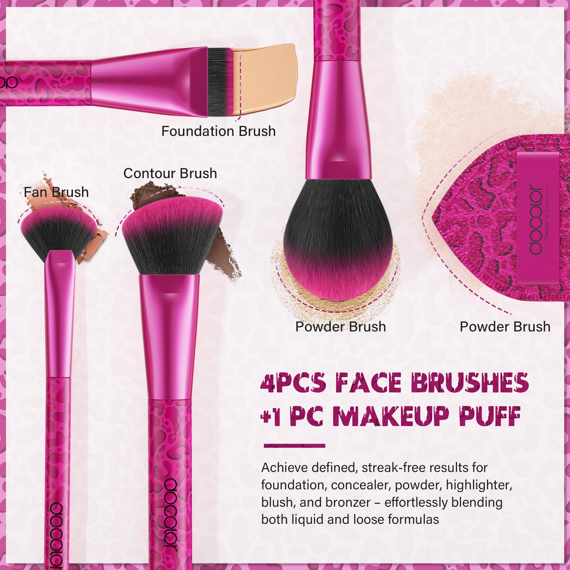 docolor large powder puff pink leopard used for seamless setting