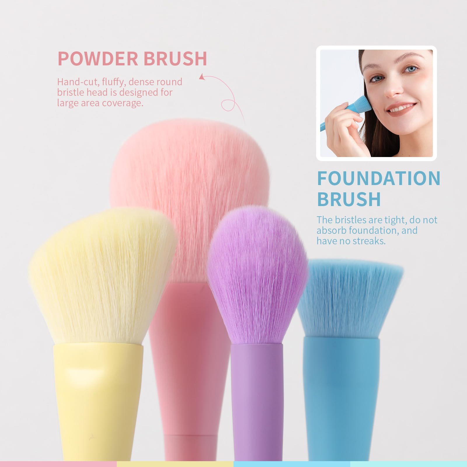 Docolor powder brush features large head for even powder application