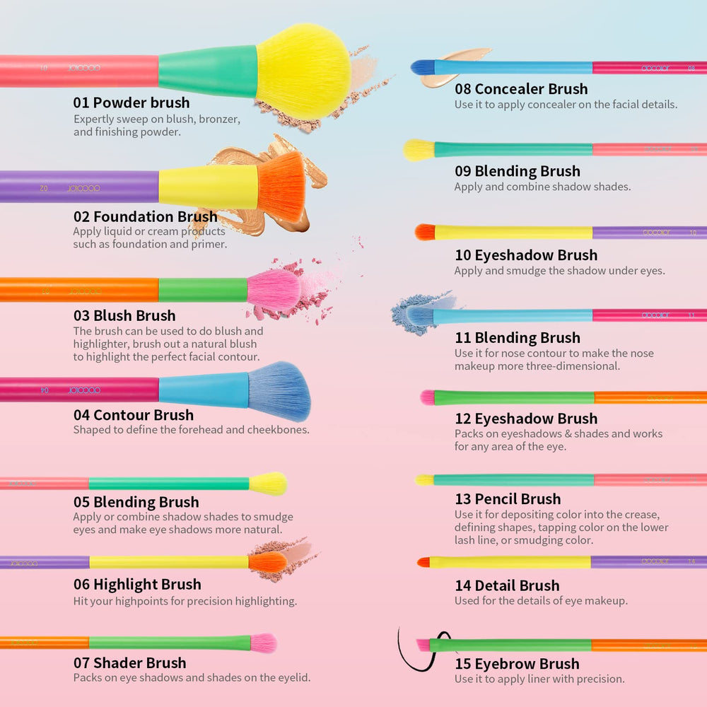 Docolor makeup brushes vibrant colors design closeup adds fun to makeup routine