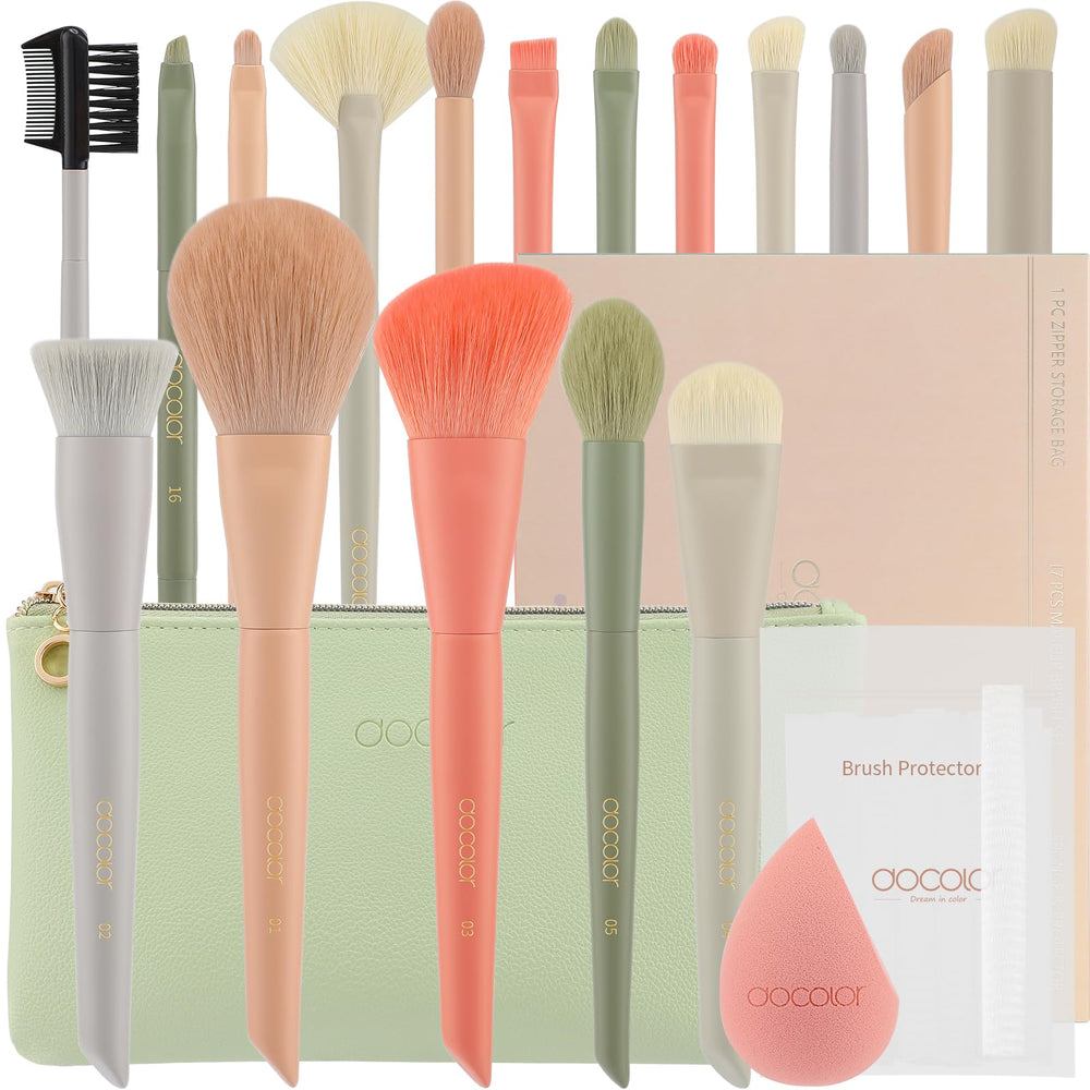 Docolor Morandi brush set 17pcs front view highlights professional blending versatility