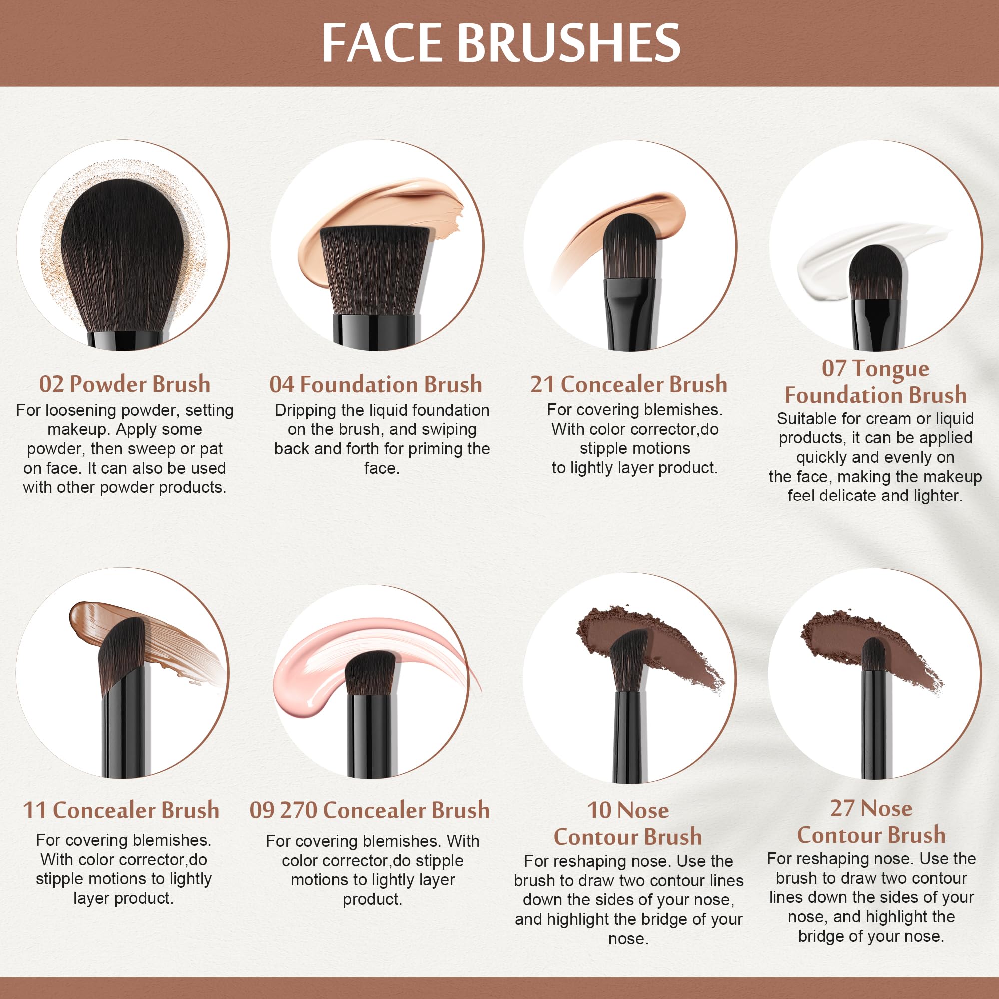 Docolor Obsidian brushes feature glossy ferrule and handle details