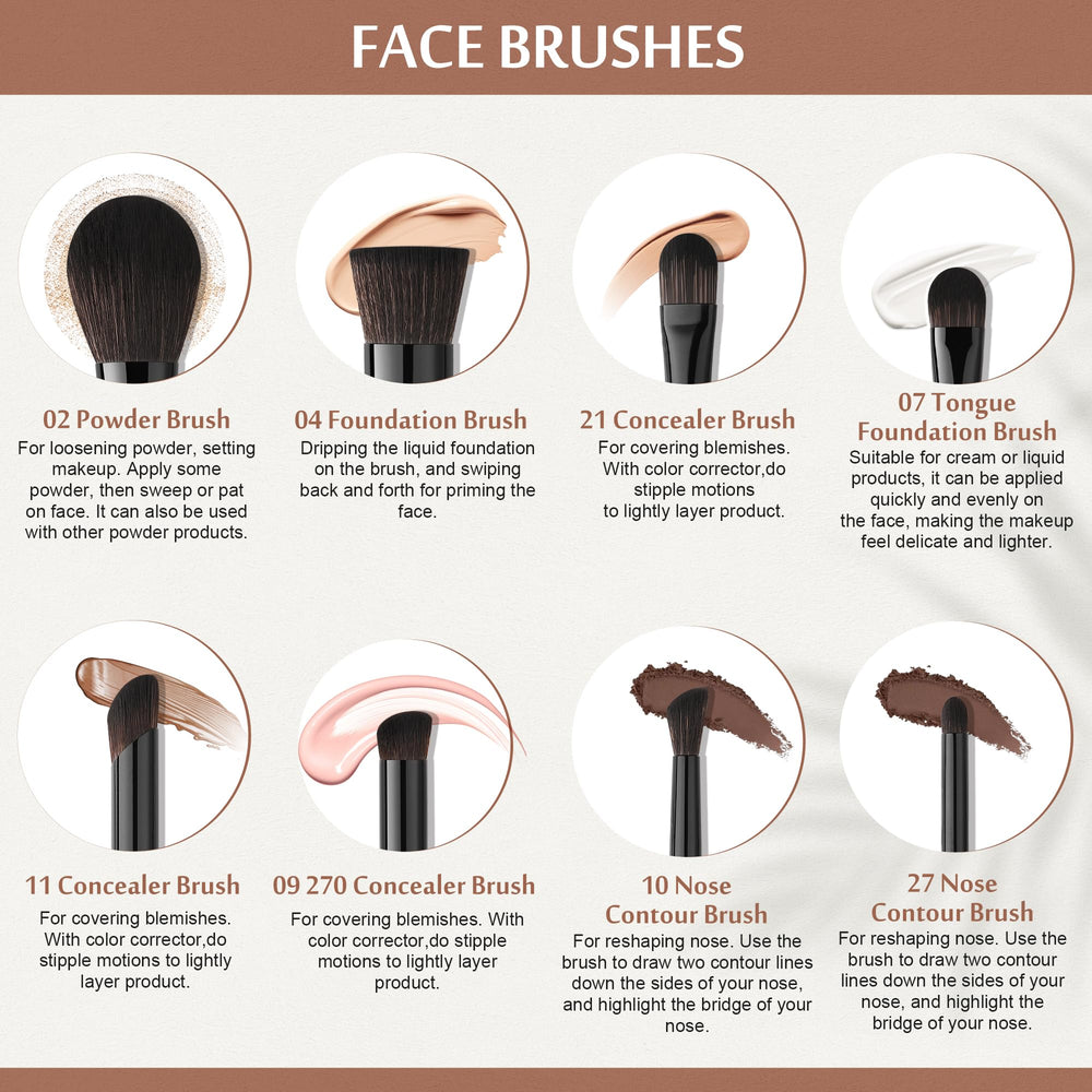 Docolor Obsidian brushes feature glossy ferrule and handle details