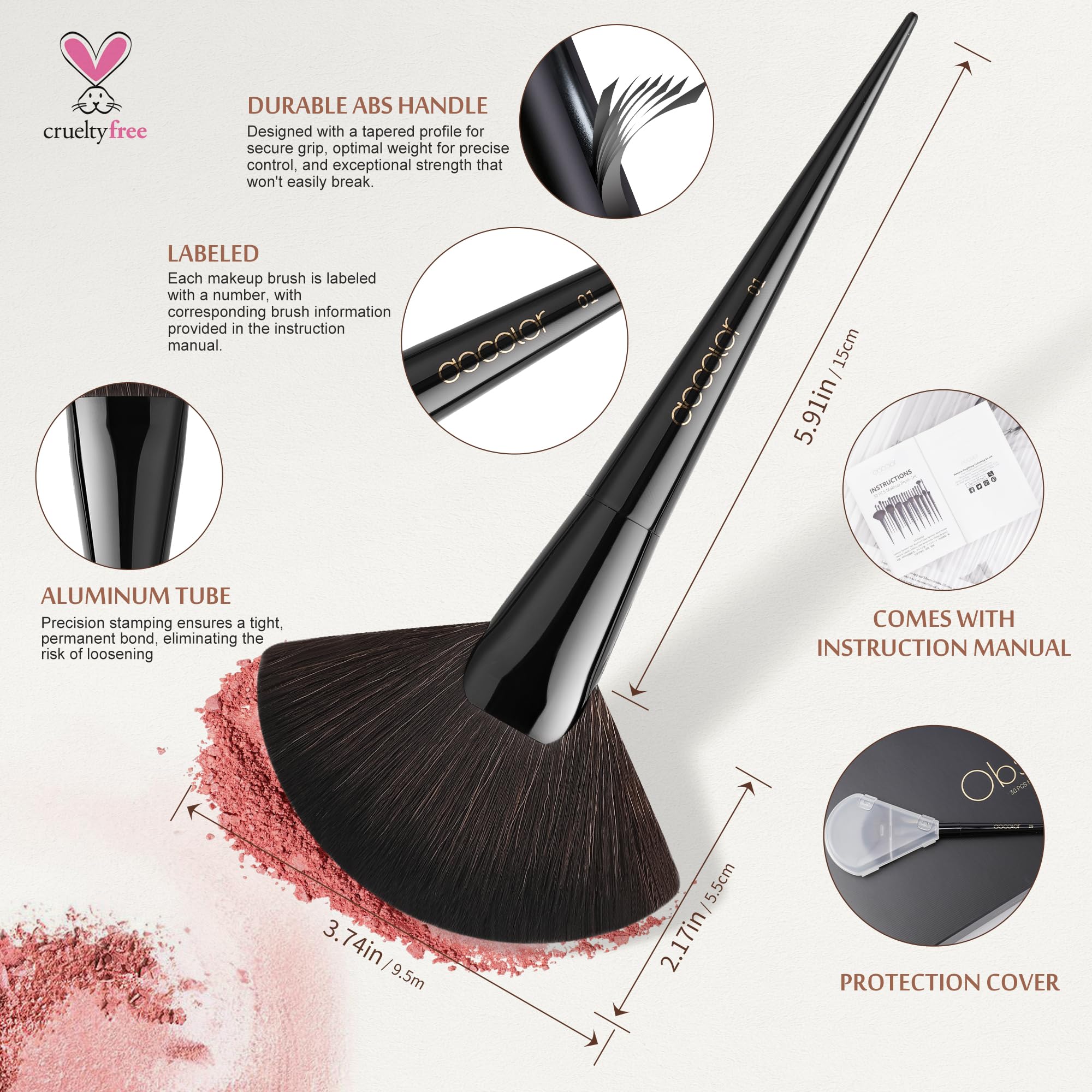 Docolor Obsidian 12-piece face brushes enable smooth foundation and contour