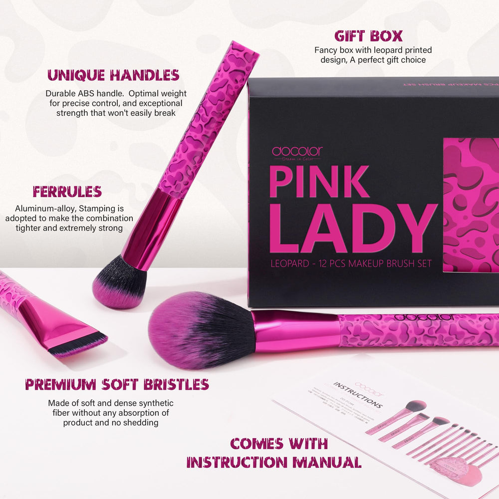docolor precision brushes 8-pc pink leopard enable precise liner shading