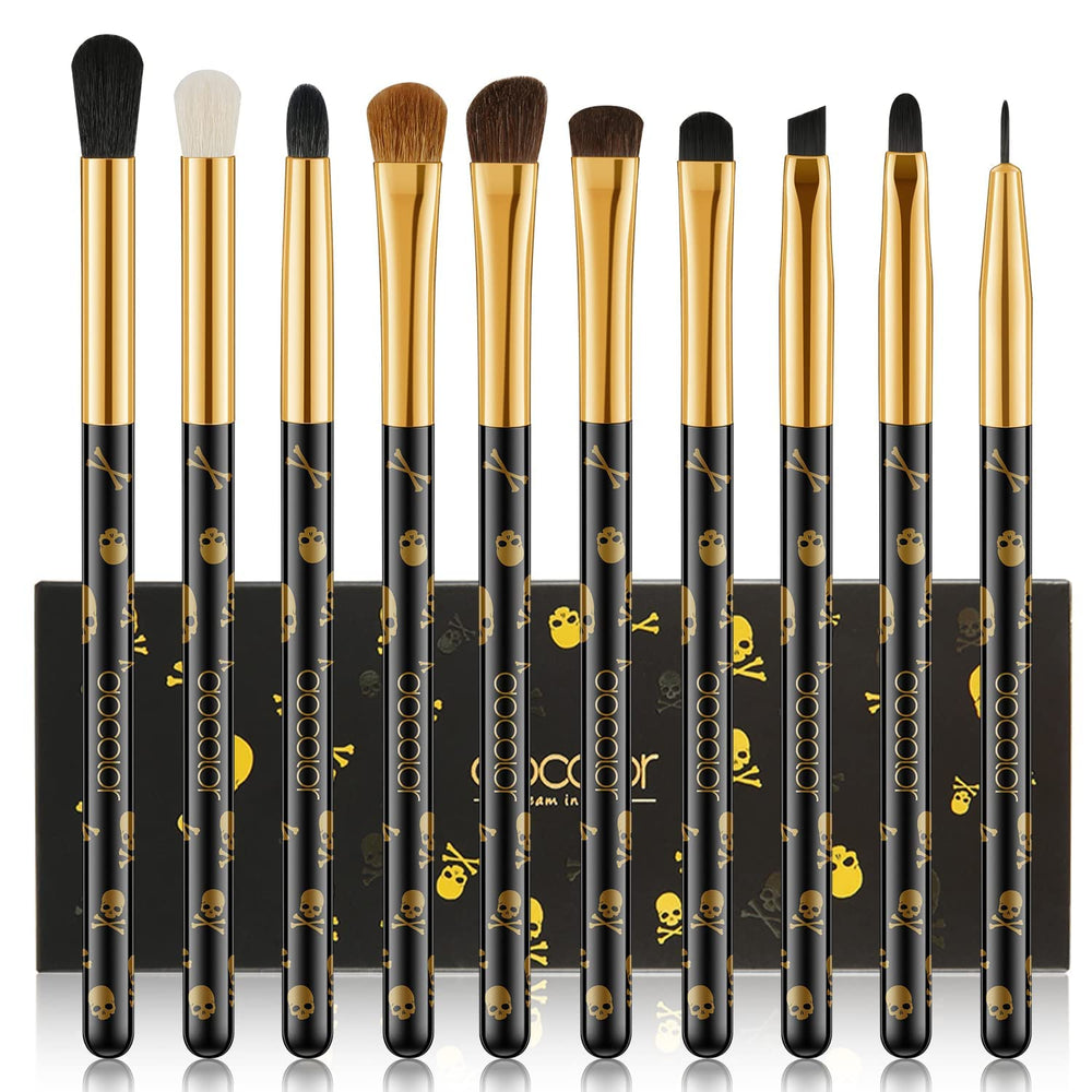 Docolor skull-printed eye brush set 10pcs for precise eye makeup application