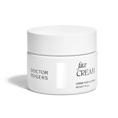 Doctor Rogers Face Cream bottle showcasing silky hydration for daily use.