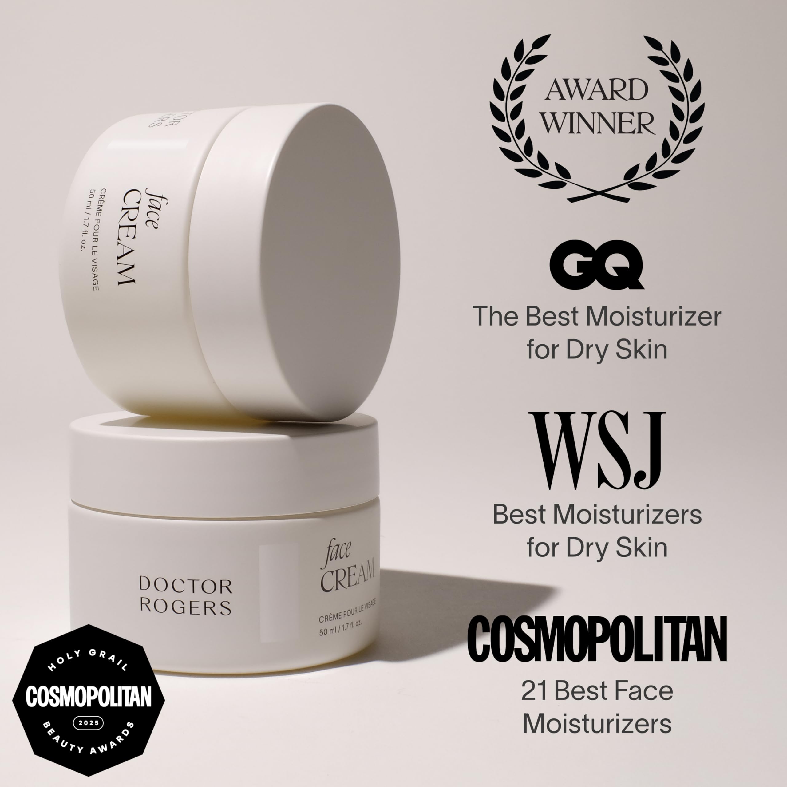 Doctor Rogers Face Cream contains squalane for soft, hydrated skin.